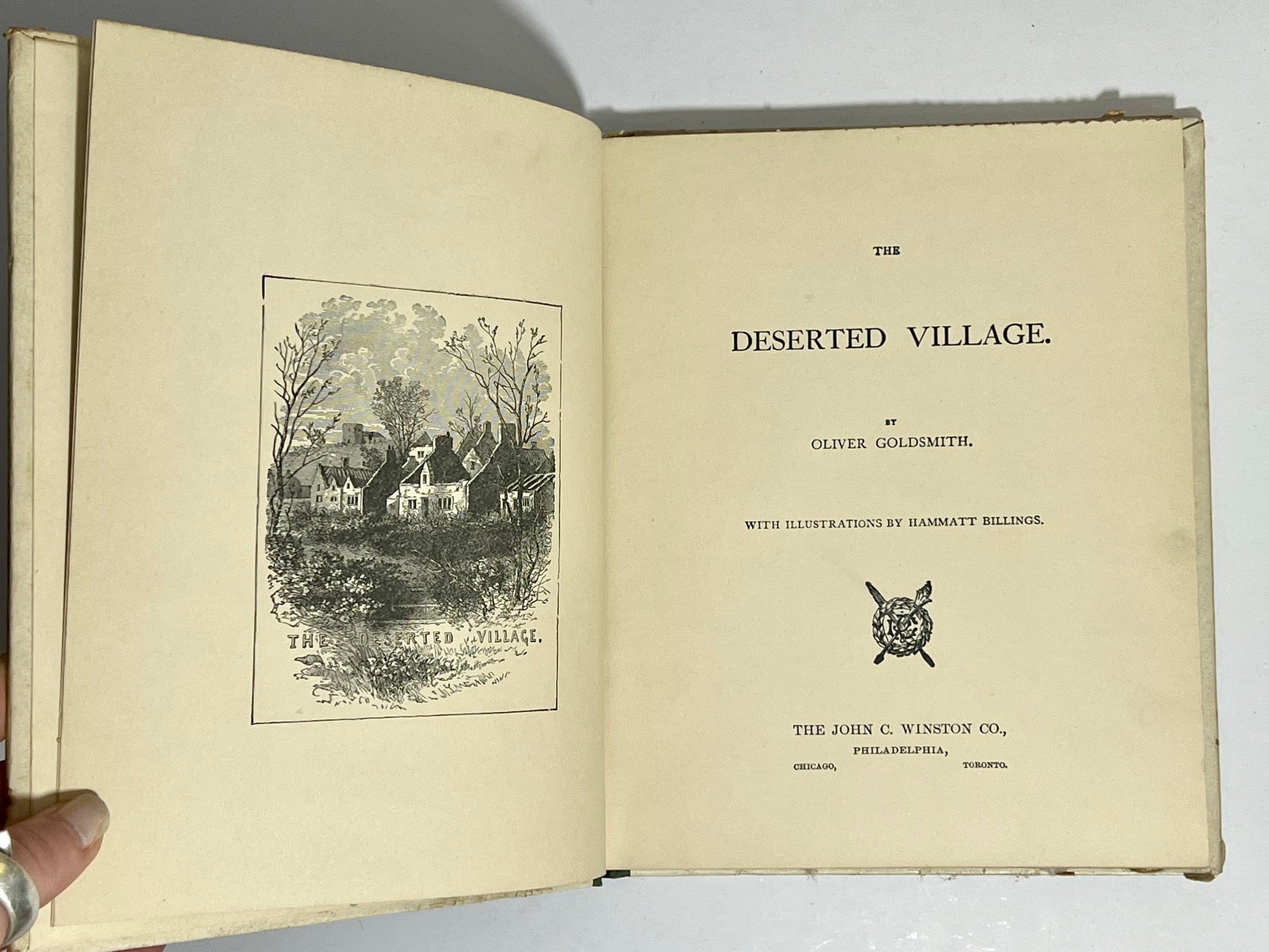 Antique The Deserted Village by Oliver Goldsmith Illustrated version