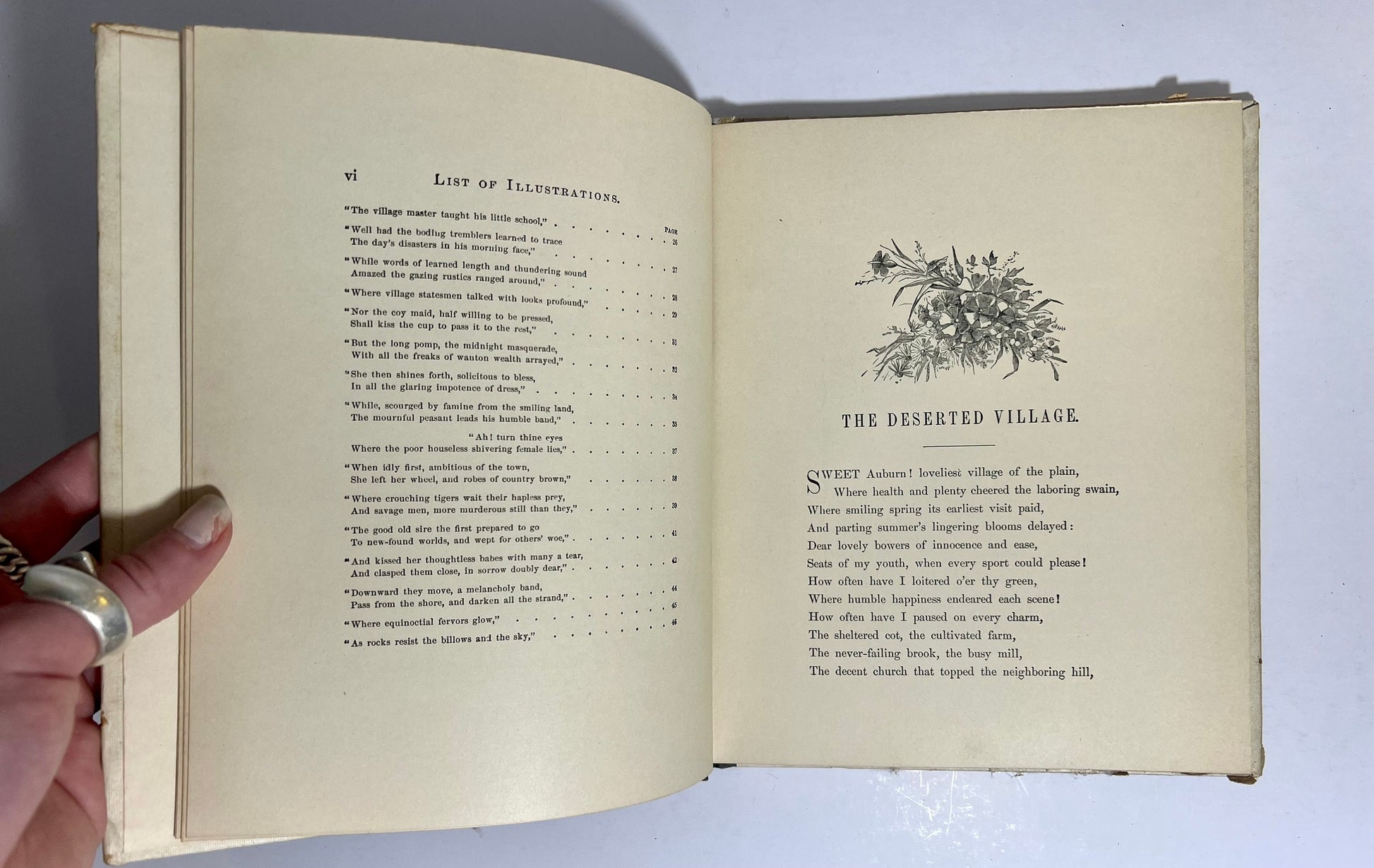 Antique The Deserted Village by Oliver Goldsmith Illustrated version