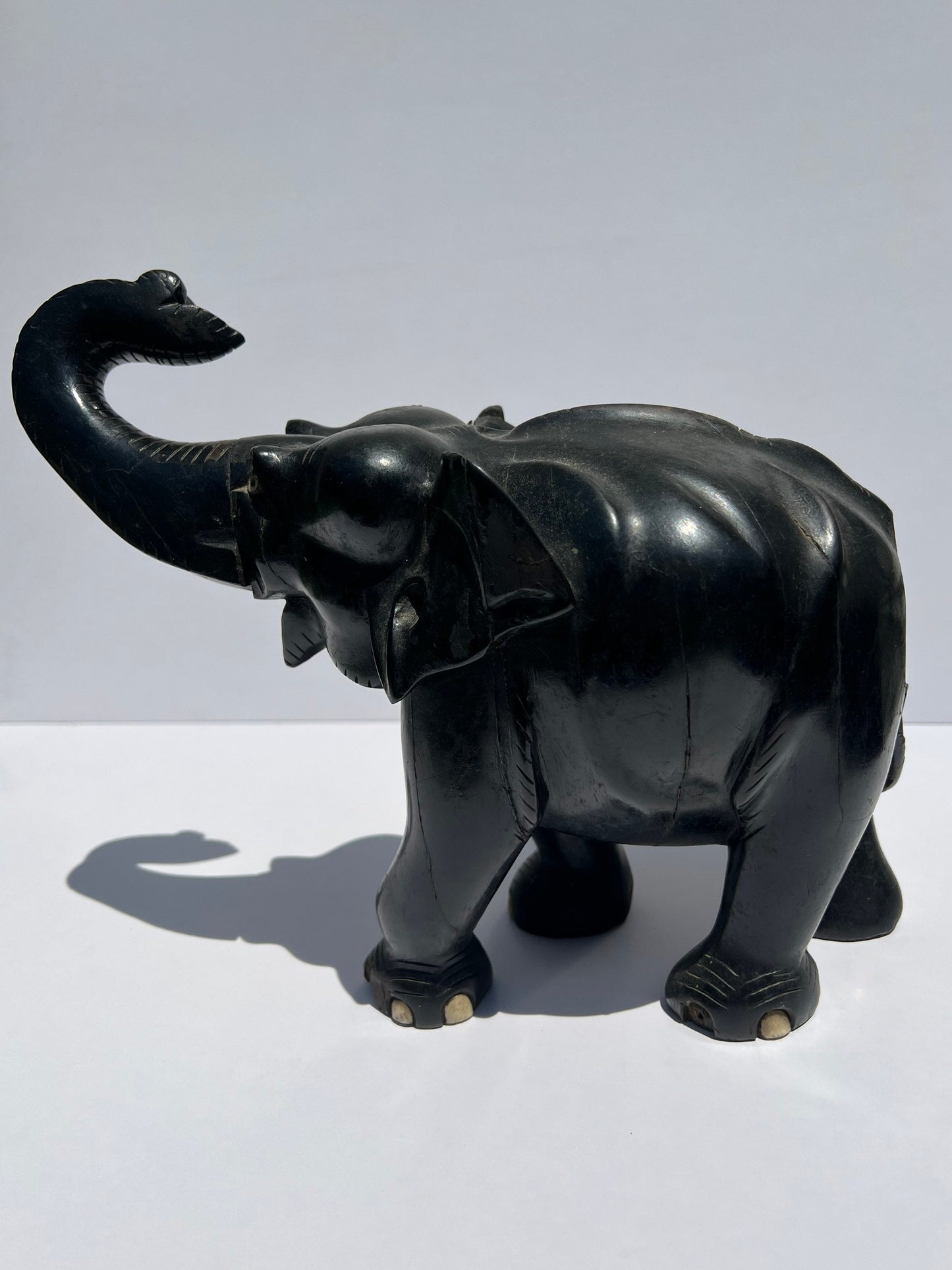 Small Wooden Elephant Figure, Hand Carved Elephant Sculpture, Miniature Elephant Decor, Unique Gift Idea