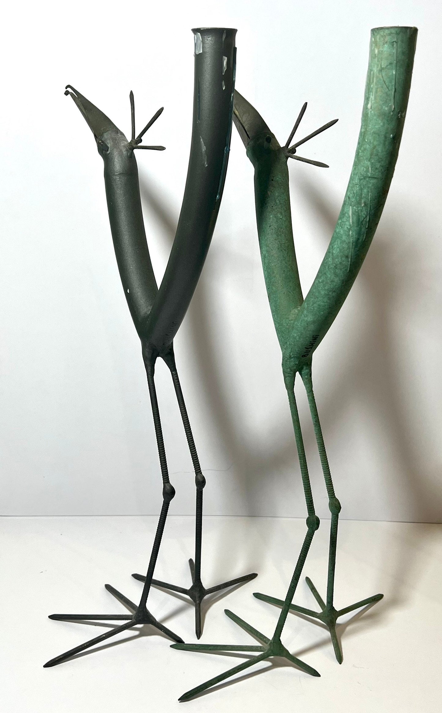 Mid-century Gino Bushini Sculptural Bird Candleholders