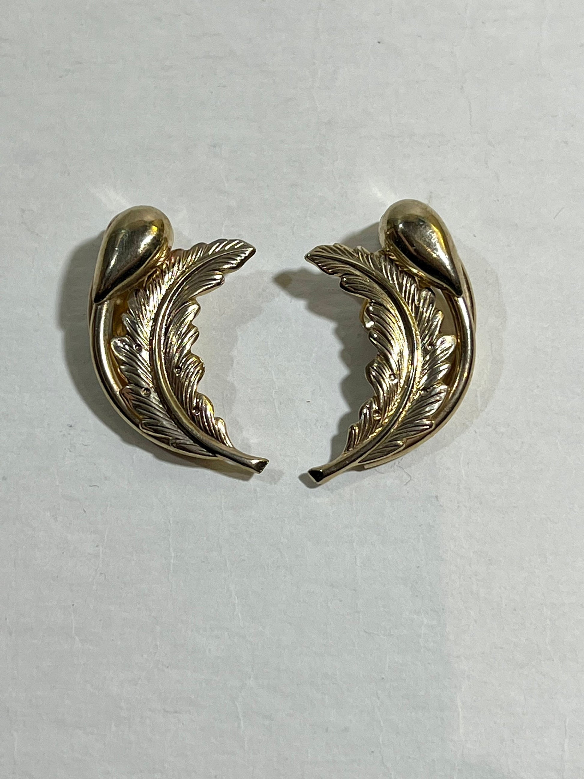 Gold Tone Feather Crescent Earrings, Boho Dangle Earrings, Statement Earrings, Lightweight Earrings, Unique Gifts