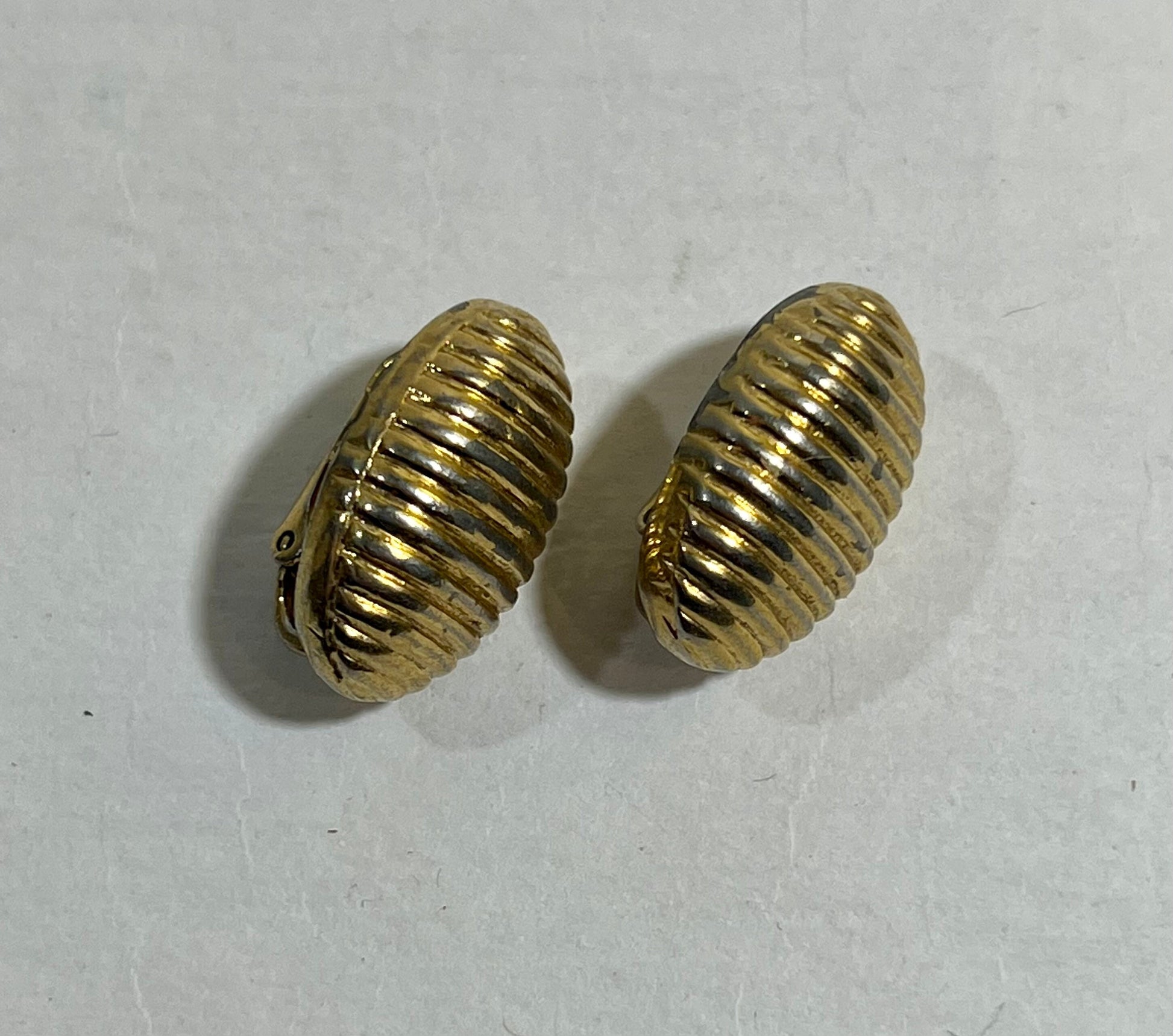 Oval Gold Tone Striped Earrings, Costume Jewelry Earrings, Statement Earrings, Trendy Earrings, Lightweight Earrings