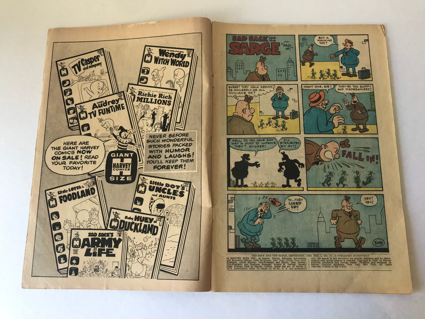 Sad Sack and the Sarge Cartoon Comic | Harvey Comics September Issue No. 57