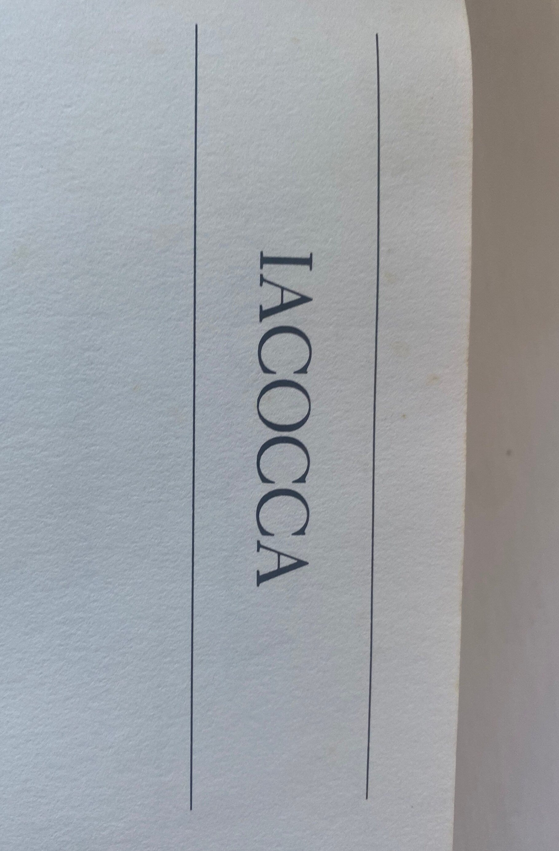 Iacocca - An Autobiography, by Lee Iacocca with William Novak hardback second hand first edition copy