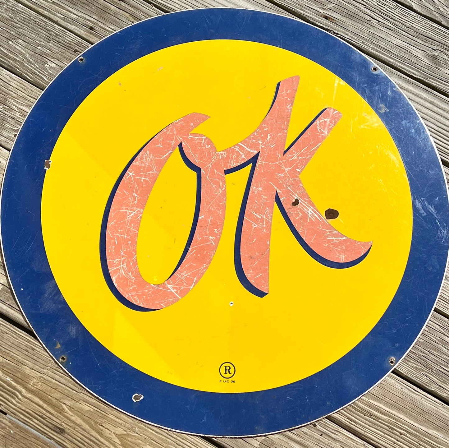 Vintage 1936 Porcelain Chevrolet "OK" 36”Round Metal Sign - Rare not a reproduction