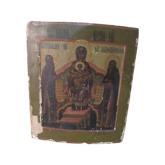 17th/18th Century Russian Icon, Virgin of Smolensk and Child with Elders