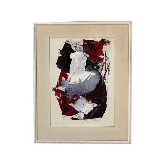 Vintage 1962 Framed Abstract Painting by Artist Aaron Levy