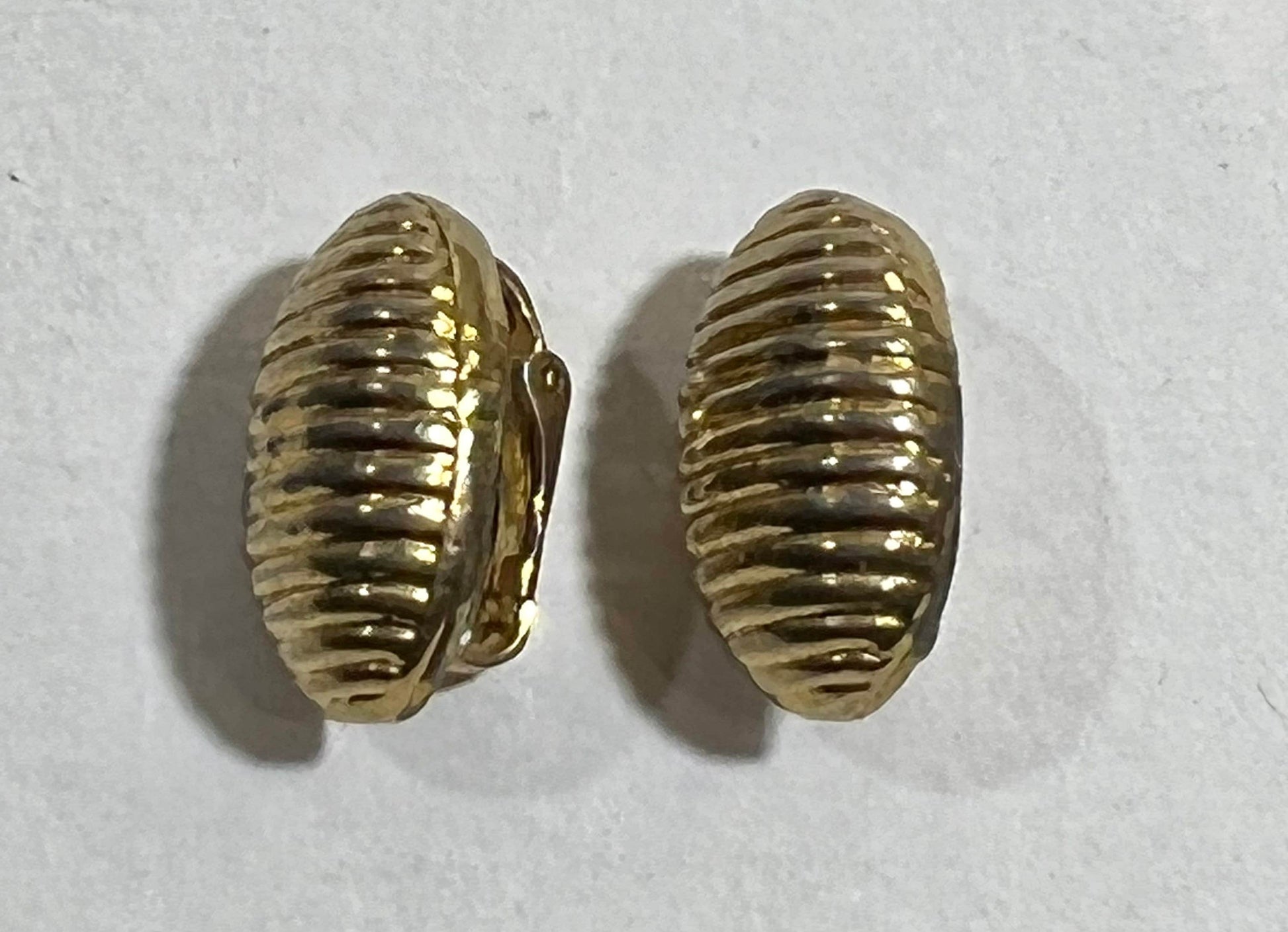 Oval Gold Tone Striped Earrings, Costume Jewelry Earrings, Statement Earrings, Trendy Earrings, Lightweight Earrings