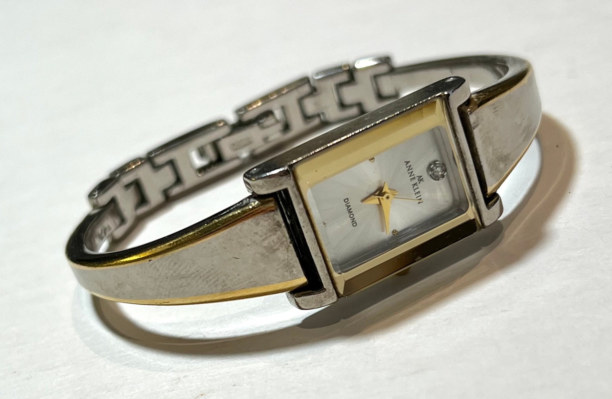 Anne Klein Two-Tone Rectangular Dress Watch, Classic Women's Watch, Elegant Design, Stylish Wristwatch, Formal Timepiece