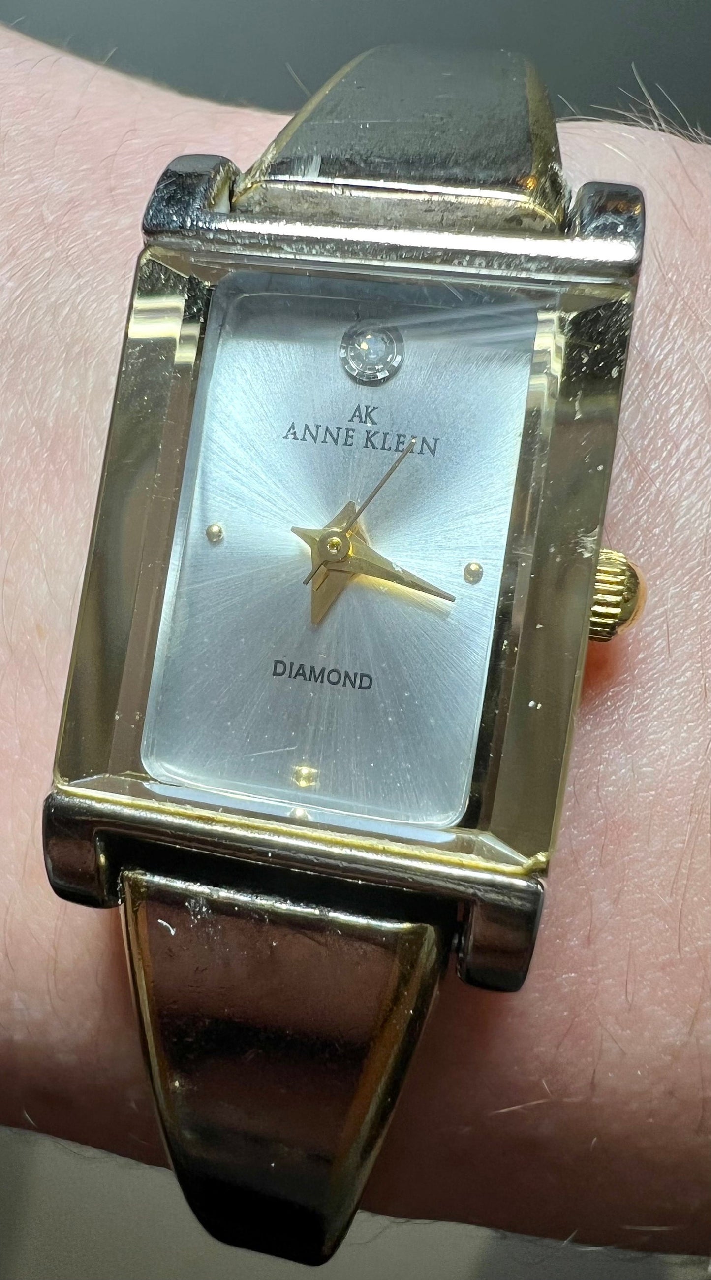 Anne Klein Two-Tone Rectangular Dress Watch, Classic Women's Watch, Elegant Design, Stylish Wristwatch, Formal Timepiece