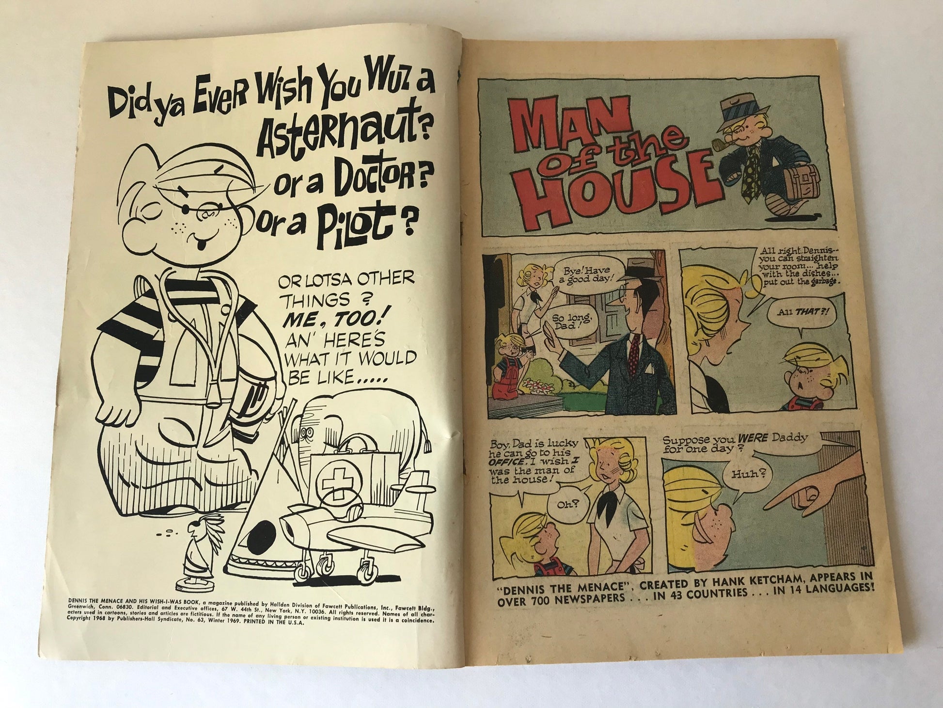 Dennis The Menace and his Wish-I-Was Book Comic Magazine | Fawcett 1969 Cartoon Comic