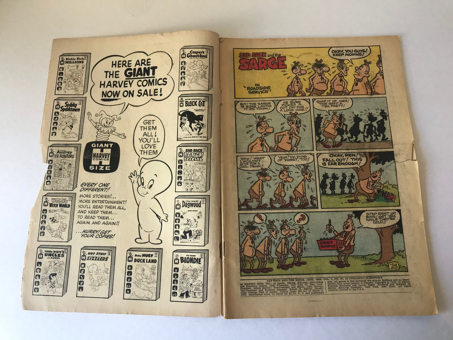 Sad Sack and the Sarge Cartoon Comic Book | Harvey Comics June No. 37