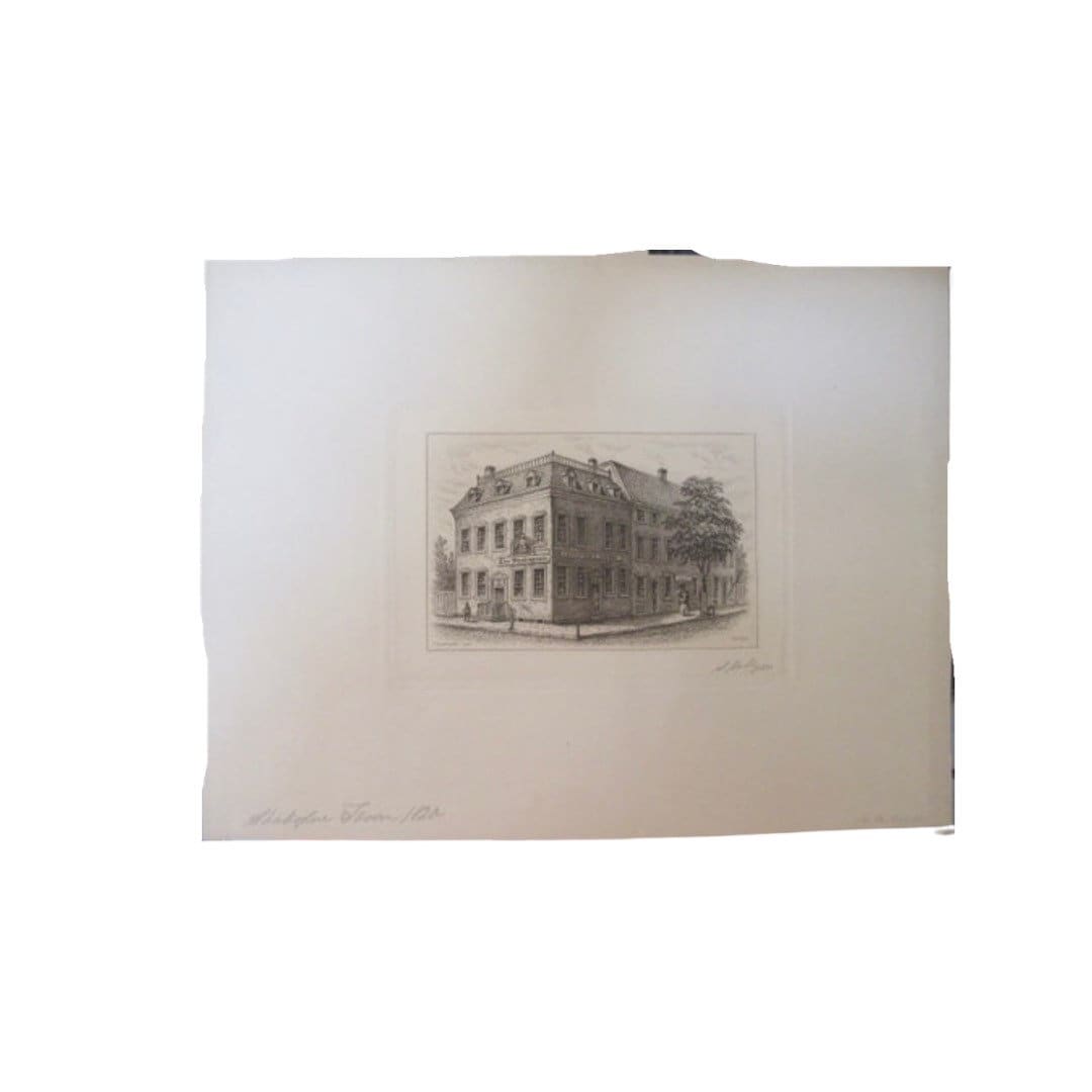 1904 Samuel Hollyer Signed Engraving. Shakespere Tavern, New York City, Circa 1820. #13