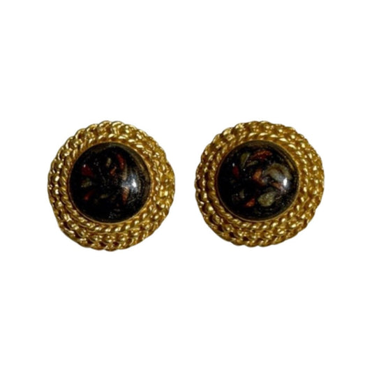 Vintage Round Gold Tone Earrings