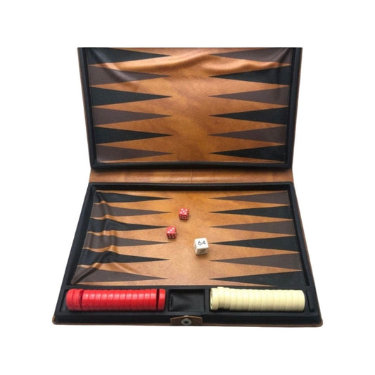 Vintage Pleather Backgammon Set