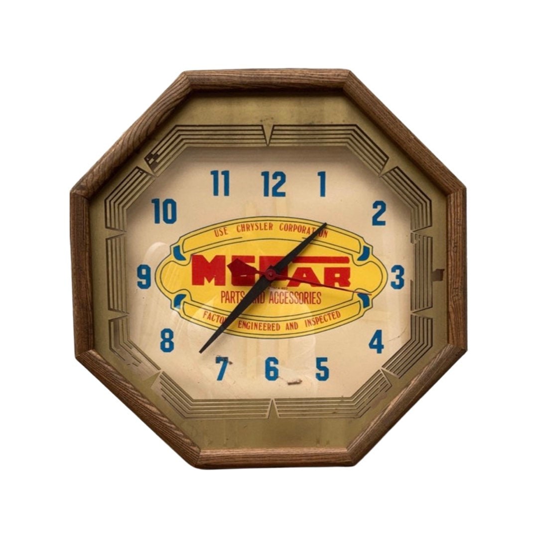 Vintage Mopar Plug-in Wall Clock, 1950's Collector's Item, Classic Car Decor, Unique Gift Idea