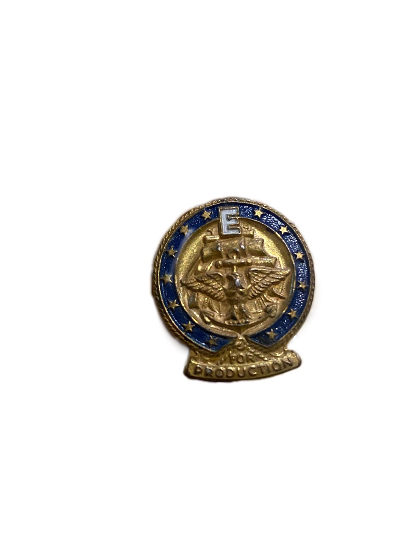 Original WWII USN E Award for Production Badge New York Navy Yard