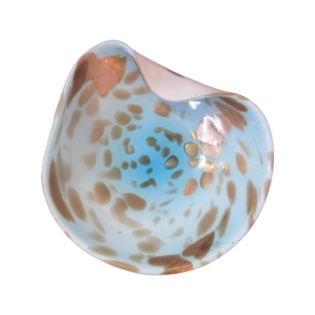 Murano Venetian Glass, Sky Blue and Copper Gold Bowl