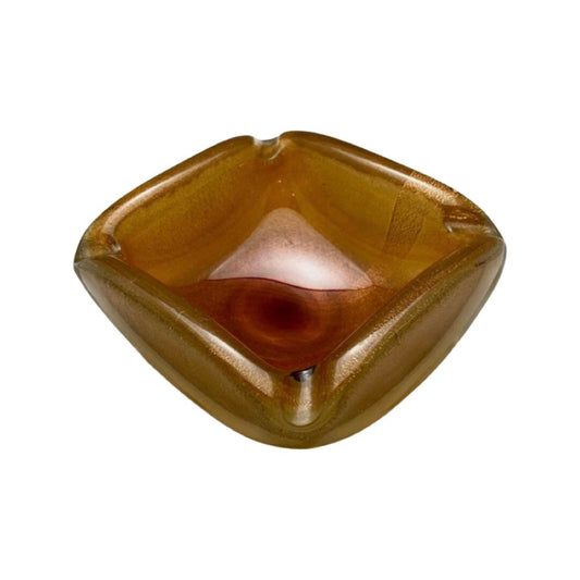 Vintage Butterscotch Gold Venetian Glass Ashtray