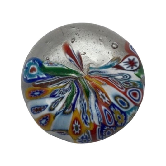 Vintage Colorful Murano Glass Paperweight with Mosaic - Floral Design