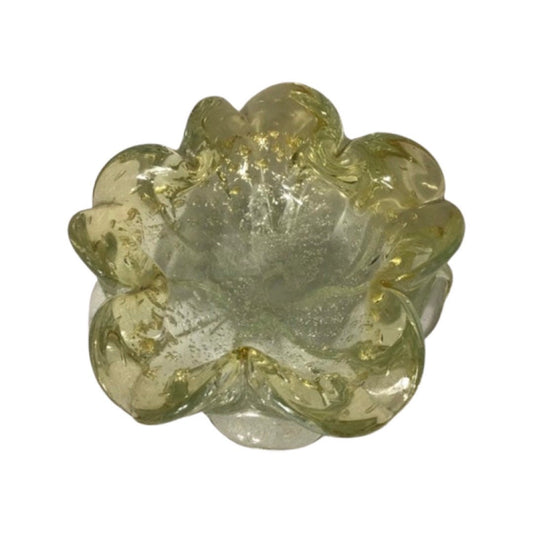 Vintage Murano Green Glass Flower Petal Bowl | Home Decor