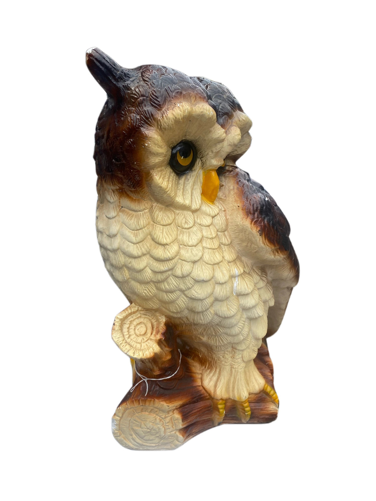 Vintage Owl Sculpture Hand Painted, Retro Bird Figurine, Decorative Owl Statue, Rustic Home Decor, Collectible Gift