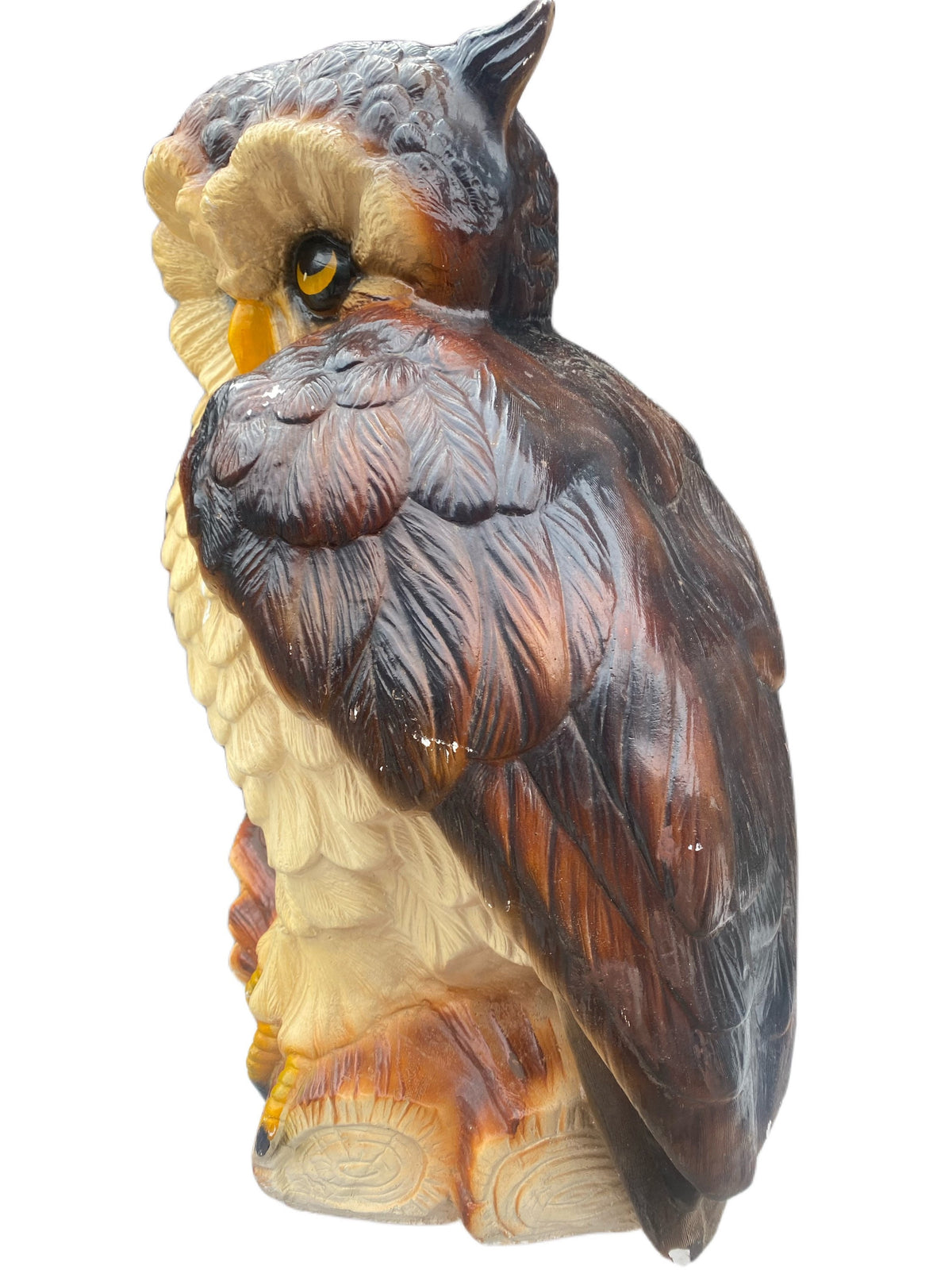 Vintage Owl Sculpture Hand Painted, Retro Bird Figurine, Decorative Owl Statue, Rustic Home Decor, Collectible Gift