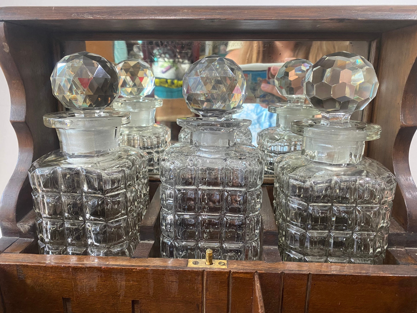 19th century oak tantalus with 3 Decanters - On Sale!!