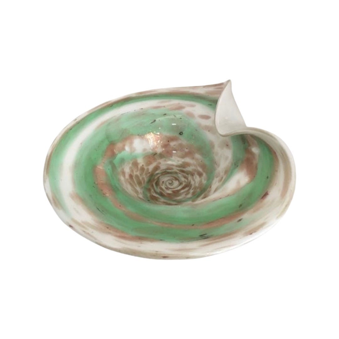 Outstanding Murano Bowl with Teal and Tan Tones