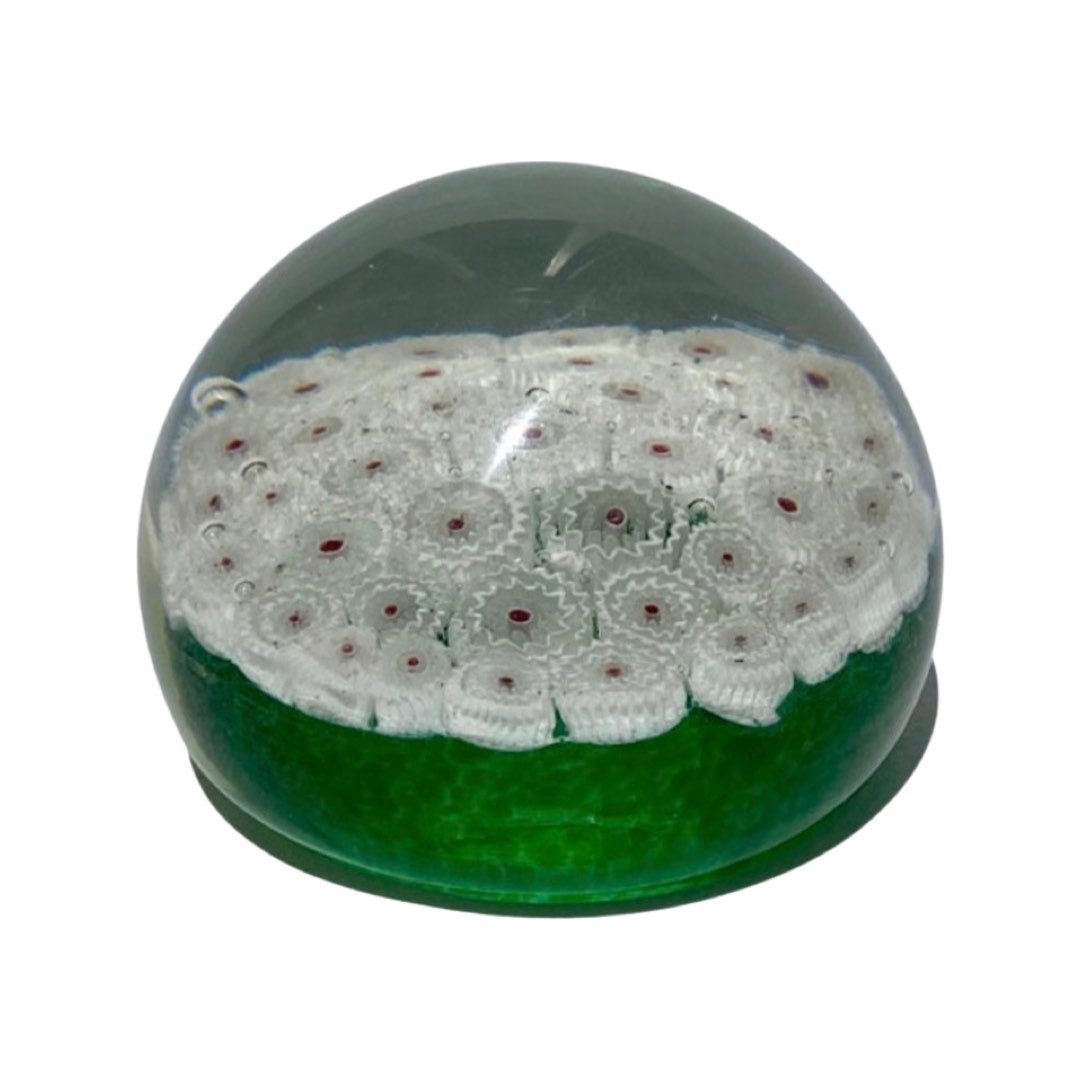 Vintage Green Glass Murano Paperweight, Blown Glass Collectible, Desk Decor, Unique Office Gift