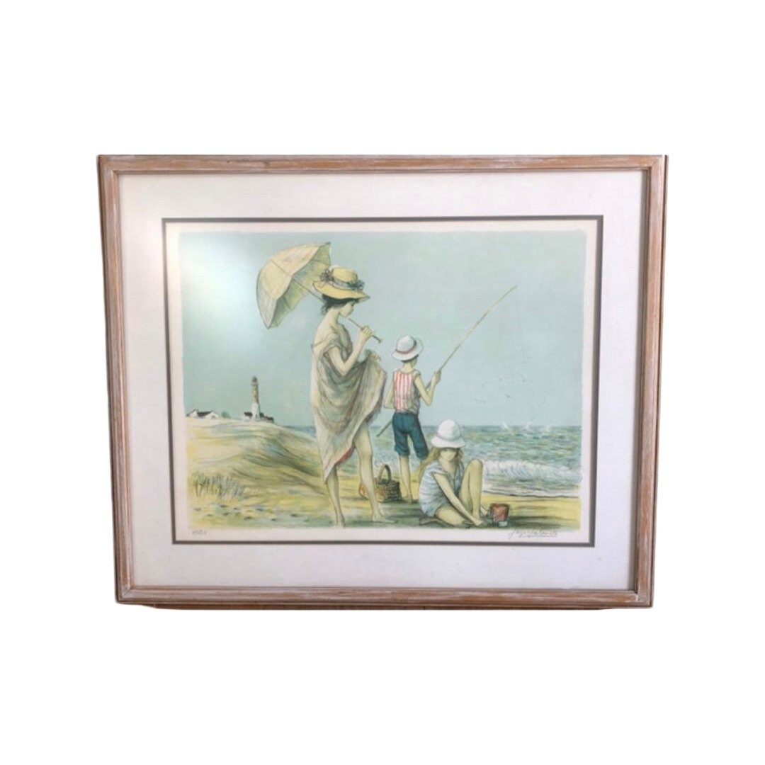 Vintage Framed Portrait “Family Beach Day” by Jay Jalaude | Home Decor