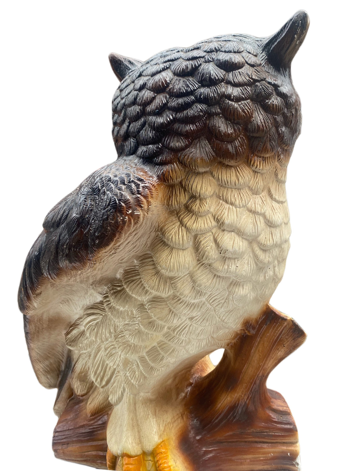 Vintage Owl Sculpture Hand Painted, Retro Bird Figurine, Decorative Owl Statue, Rustic Home Decor, Collectible Gift