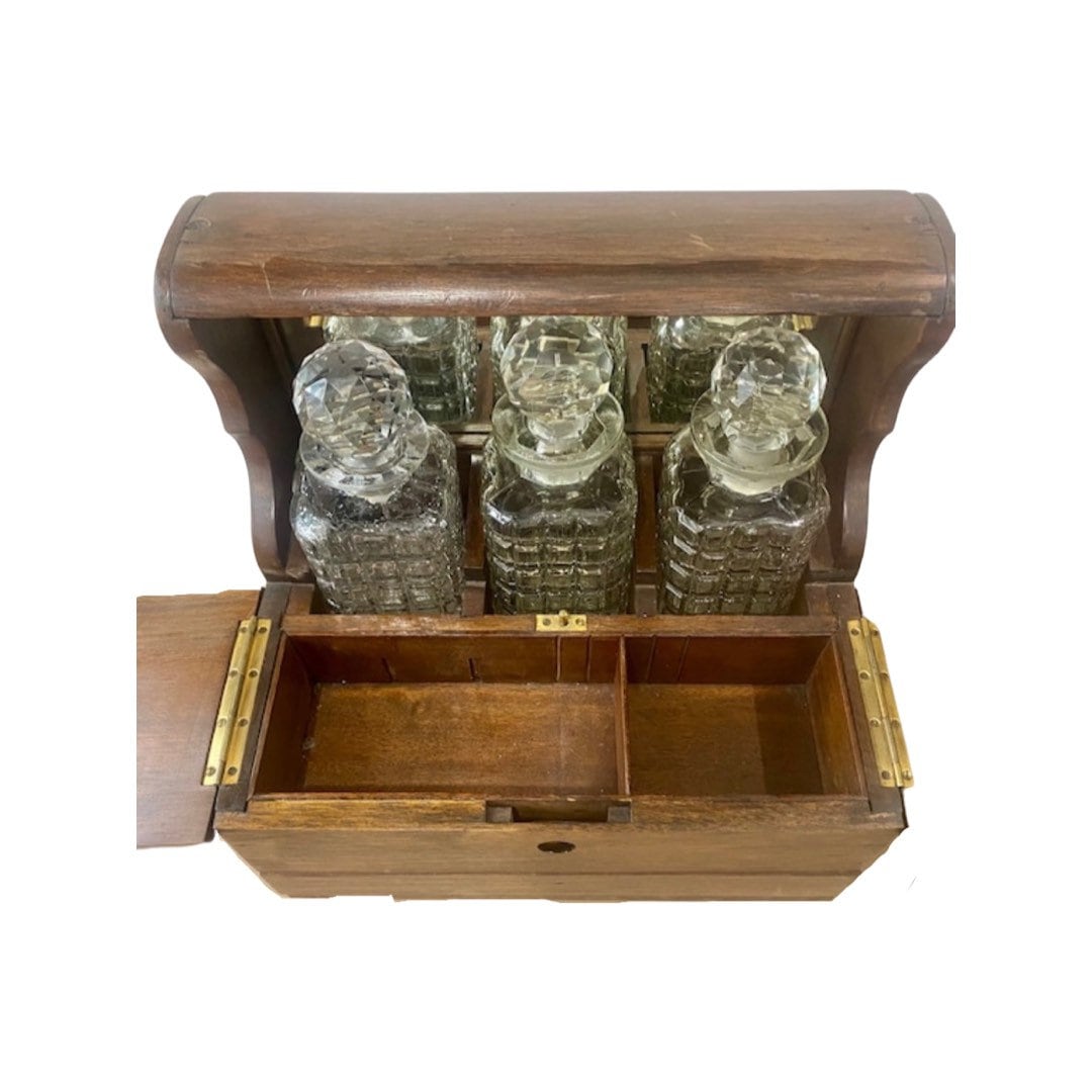 19th century oak tantalus with 3 Decanters - On Sale!!