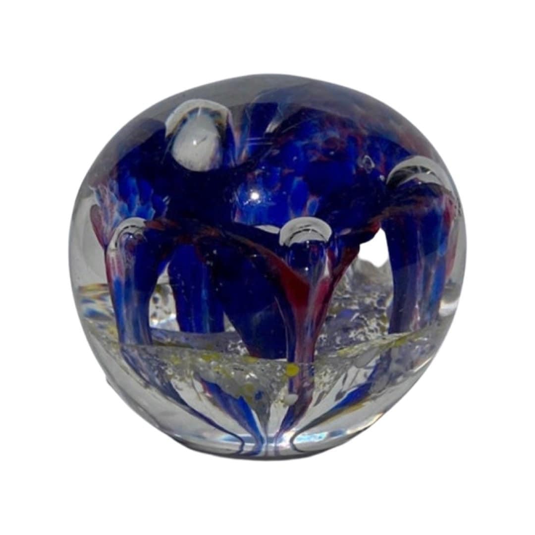 Vintage Murano Glass Paperweight, Blue Desk Decor, Decorative Office Accessory, Paperweight Collectible