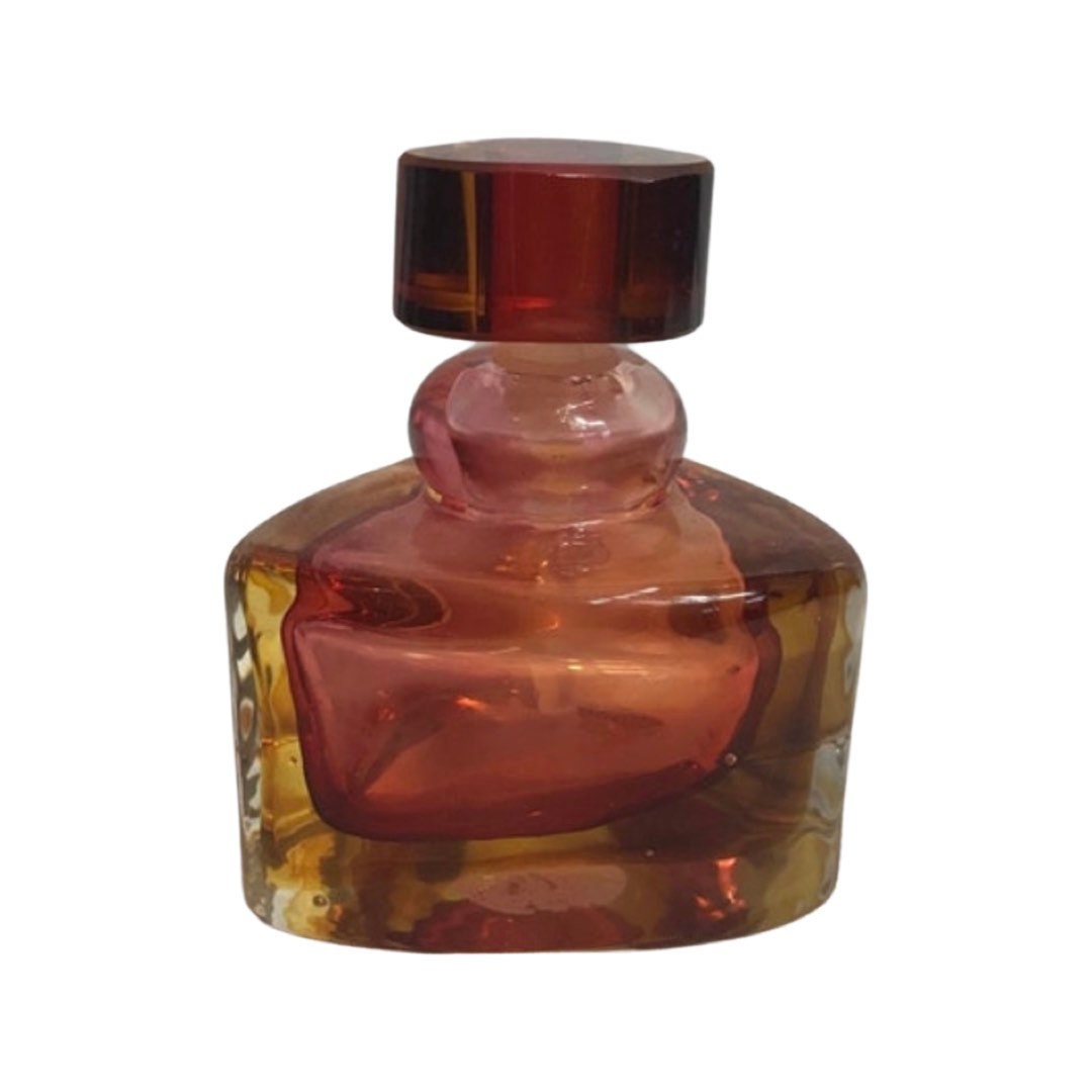 Vintage Red & Yellow Glass Perfume Bottle | Vanity Storage