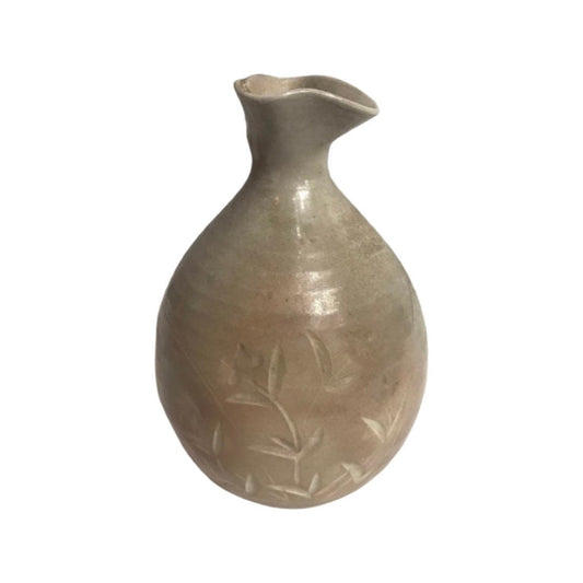 Vintage Beige Ceramic Flower Vase | Home Decor