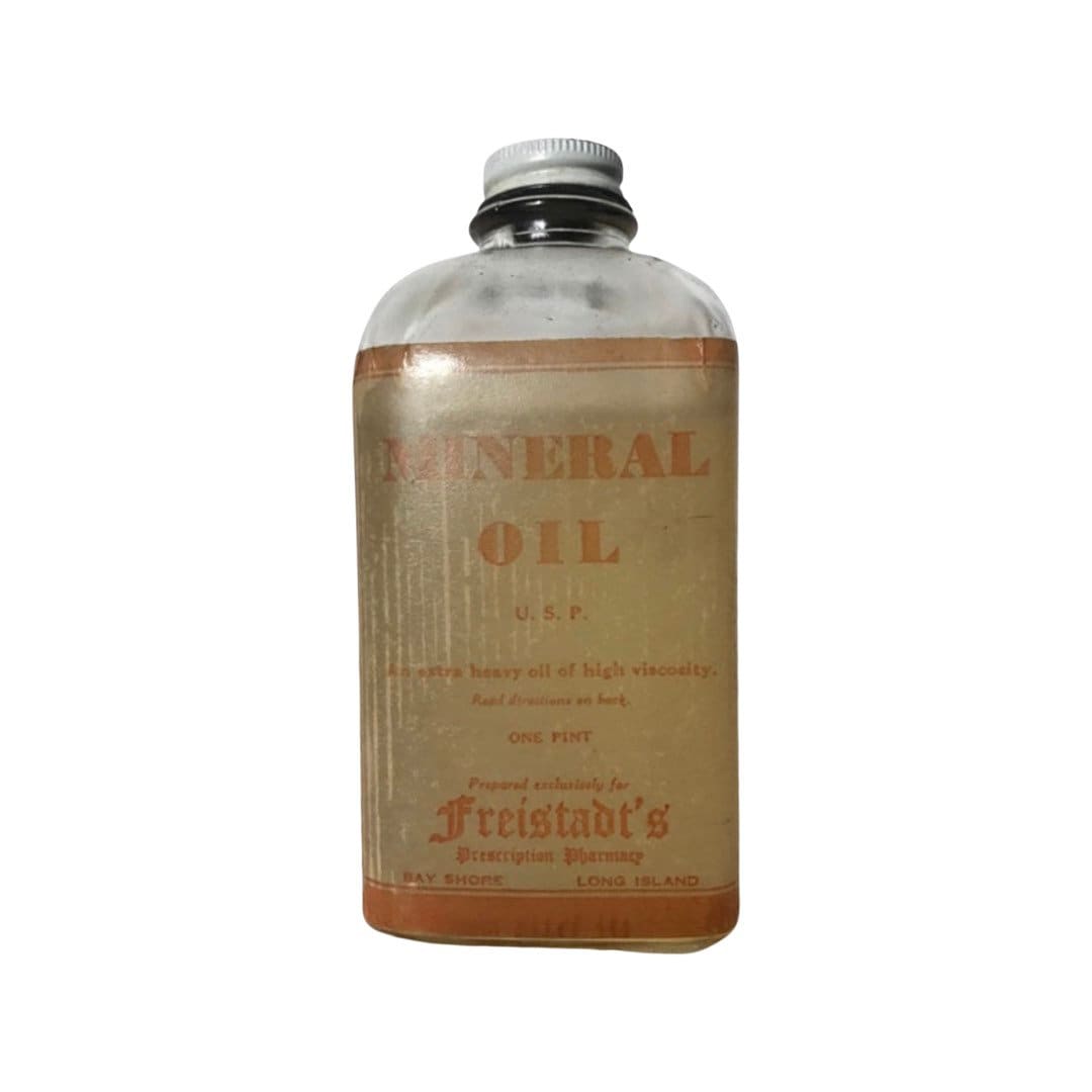 Antique Pharmacy Mineral Oil Glass Bottle | Bay Shore, Long Island