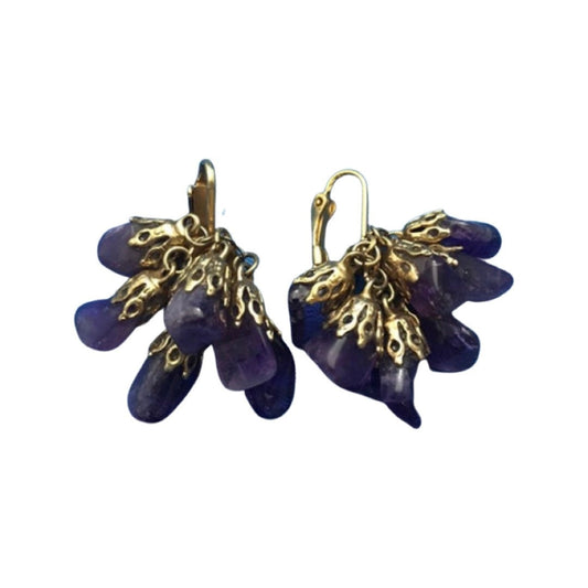 Vintage Costume Clip- on Stone Earrings