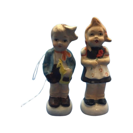 Vintage Porcelain Boy Girl Salt Pepper Shakers