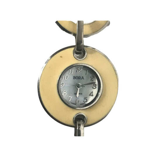 Vintage Bora Quartz Cream Wrist Watch, Retro Timepiece, Classic Watch, Antique Style, Beige Wristwatch