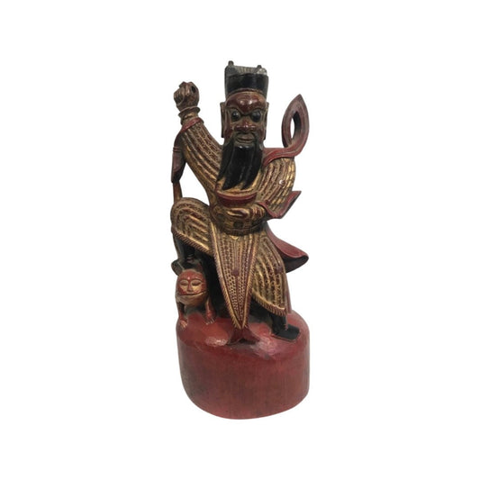 Vintage Wooden Sculpture of A Teak Warlord | Home Decor