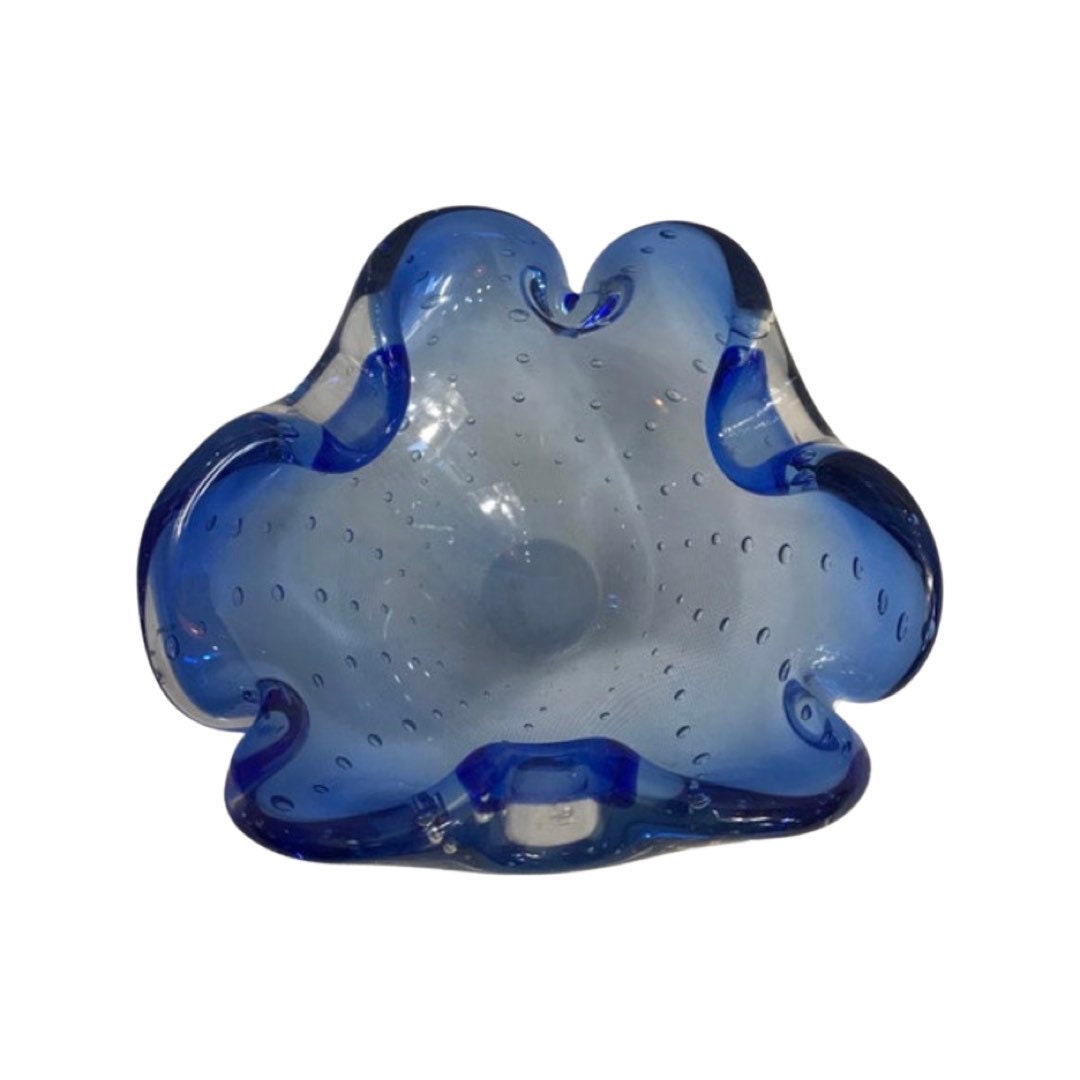 Vintage Clear Blue Murano Glass | Home Decor