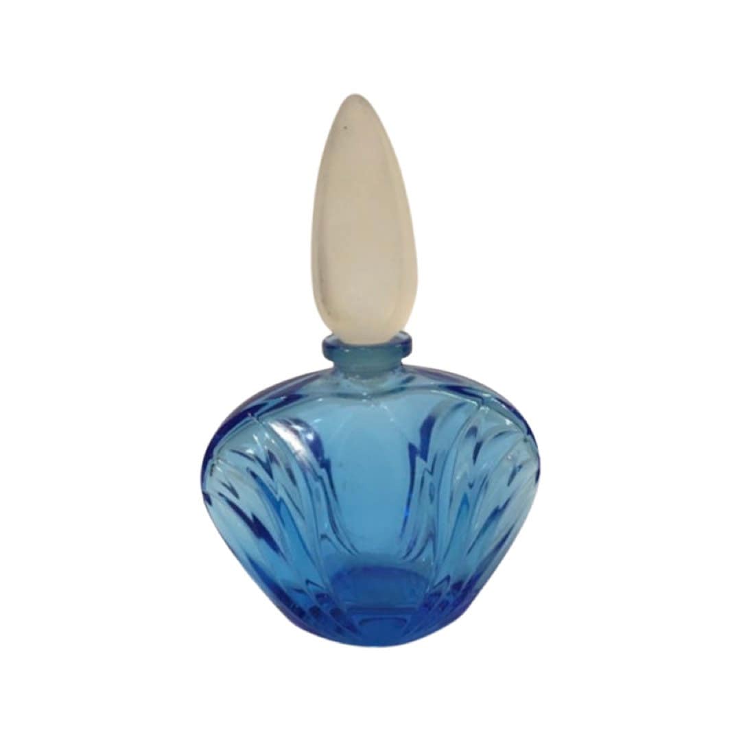 Vintage Blue Glass Perfume Bottle, Collectible Vanity Decor, Elegant Blue Bottle, Perfume Display, Vintage Glass Bottle