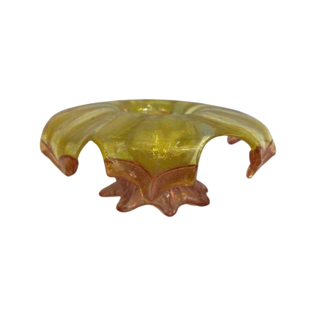 Vintage Yellow and Orange Flower Petal Shaped Murano Dish | Home Decor