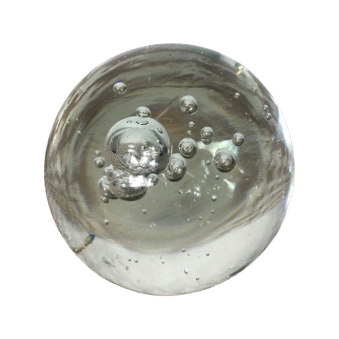 Vintage Clear Bubble Paperweight, Round Glass Desk Decor, Office Paper Holder, Retro Decorative Object, Home Office Gift