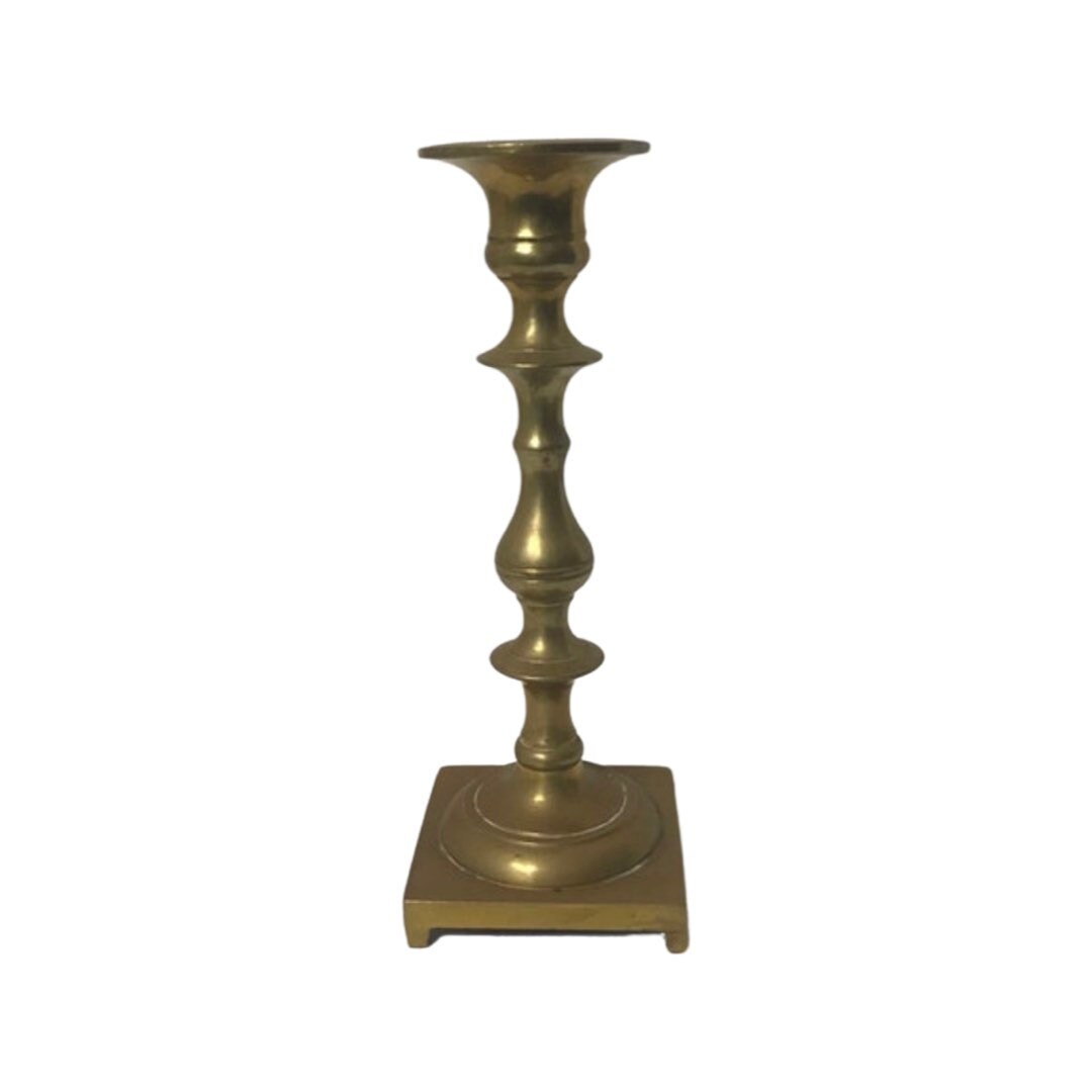 Vintage Brass Candlestick with Square Base | Home Decor