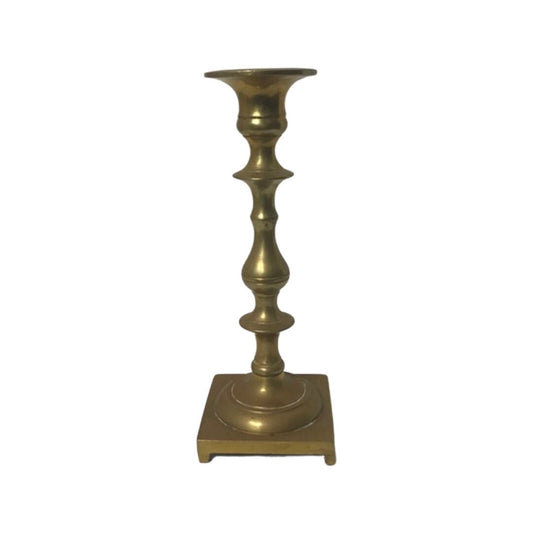 Vintage Brass Candlestick with Square Base | Home Decor