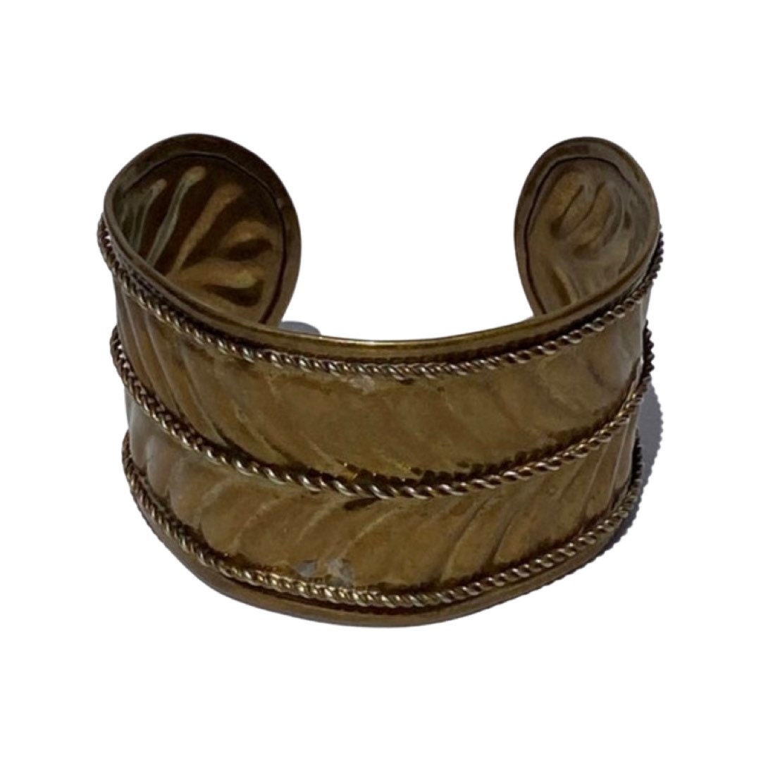 Vintage Indian Brass Woven Cuff Bracelet