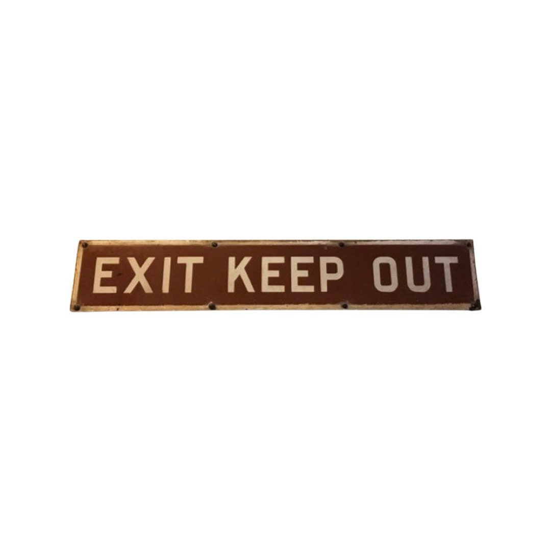 Vintage “Exit Keep Out” Porcelain Street Sign | Home Decor