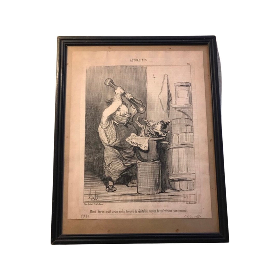 Daumier H Vintage Sketch Print - Actualités - No.58 Wall Art, French Vintage Decor